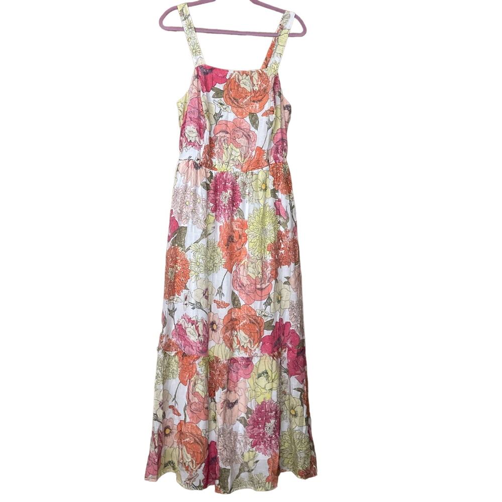 Lane Bryant Criss-Cross Strap Maxi Dress Sleeveless Flower Power Size 14 NWT
